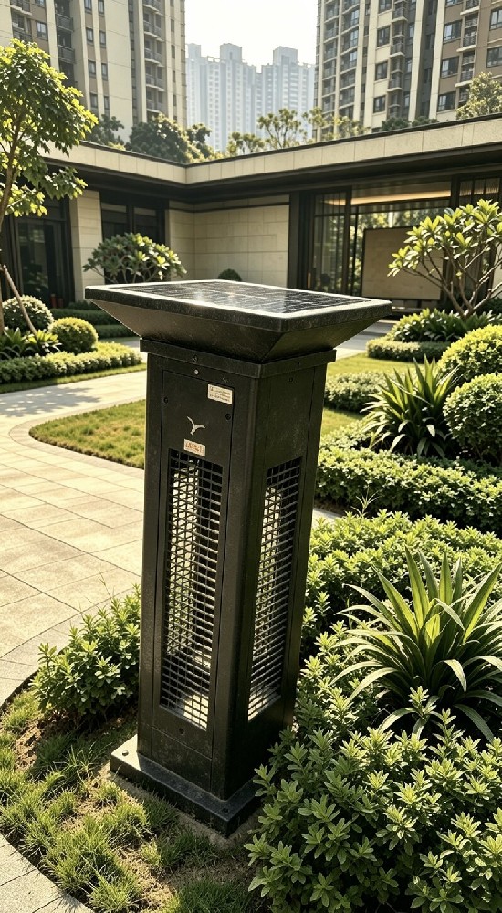 私人屋苑物業戶外花園太陽能滅蚊燈安裝